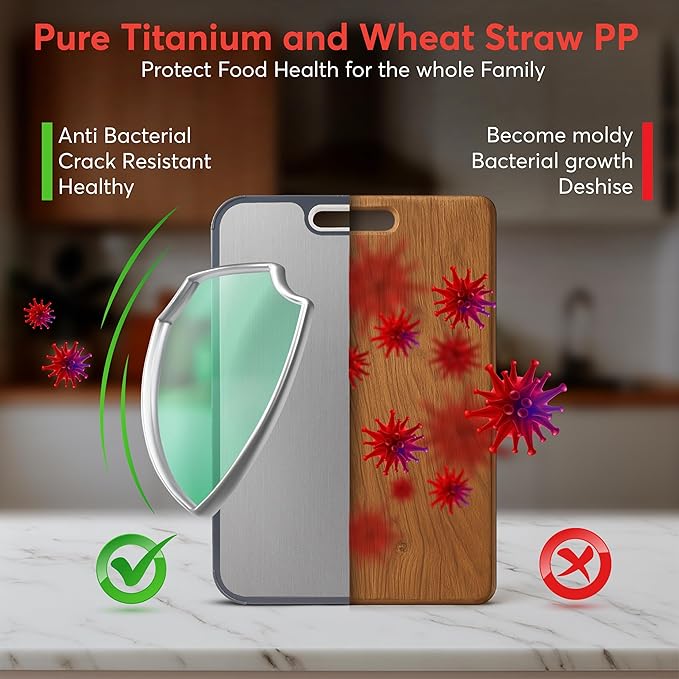 3 in 1 Titanium Cutting Board for Kitchen – Large 16”×11” Double-Sided Food - Image 3
