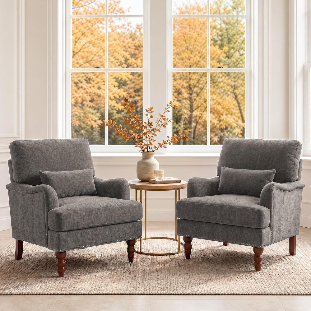 Mid-Century Modern Accent Chair with Lumbar Pillow, Tan, 1 Pack