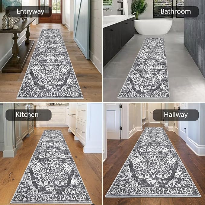 HEBE Hallway Runner Rug 2'8''x8' Washable Vintage Distressed Area Rugs Non Slip - Image 5