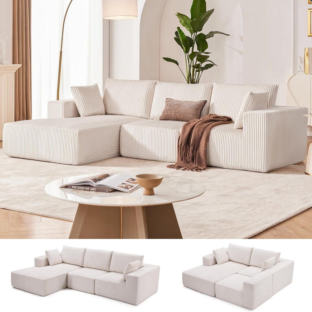108” Modular Sectional Sofa, Cloud Sectional Couch with Deep Seat, Modern Mod...