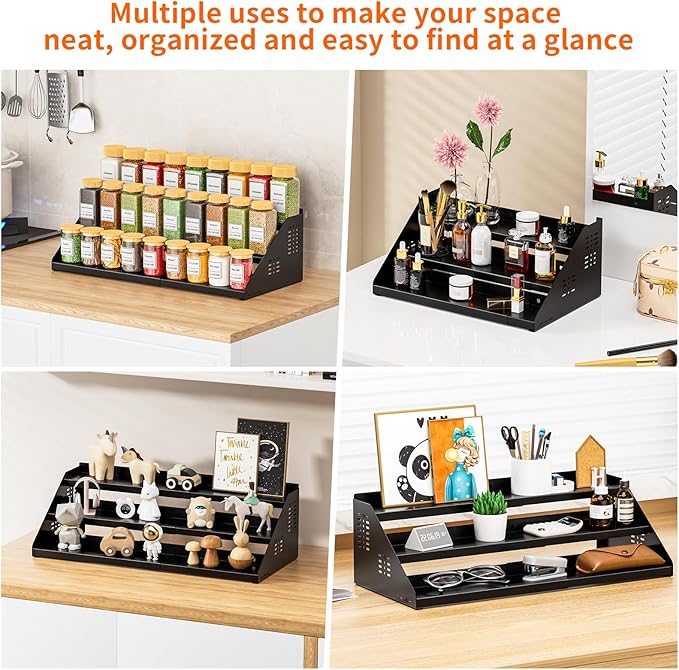 RCHYFEED Spice Rack Organizer for Cabinet, 3 Tier Spice Rack Expandable