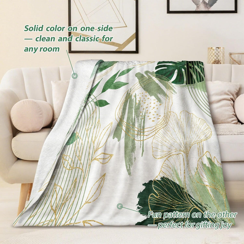 Sage Green Leaf Twin Blanket, 60x80 in