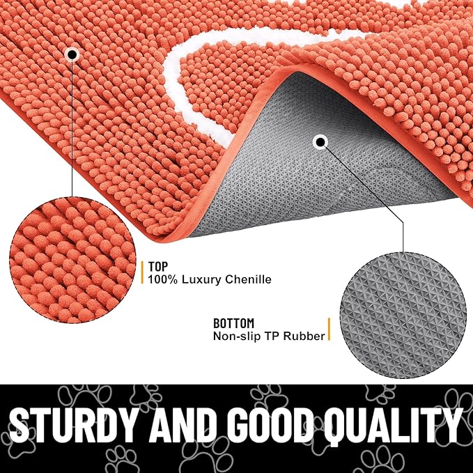 Smiry Dog Door Mat for Muddy Paws, Absorbent Dirt Trapper Non Slip Quick Dry - Image 3