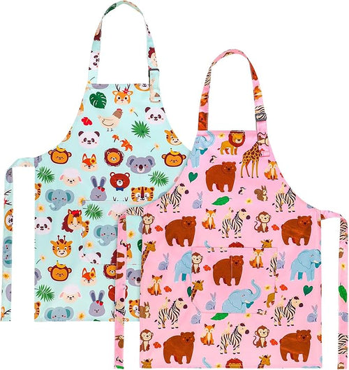 2 Pack Kids Apron, Cute Cooking Aprons, Waterproof Art Apron by XLSXEXCL