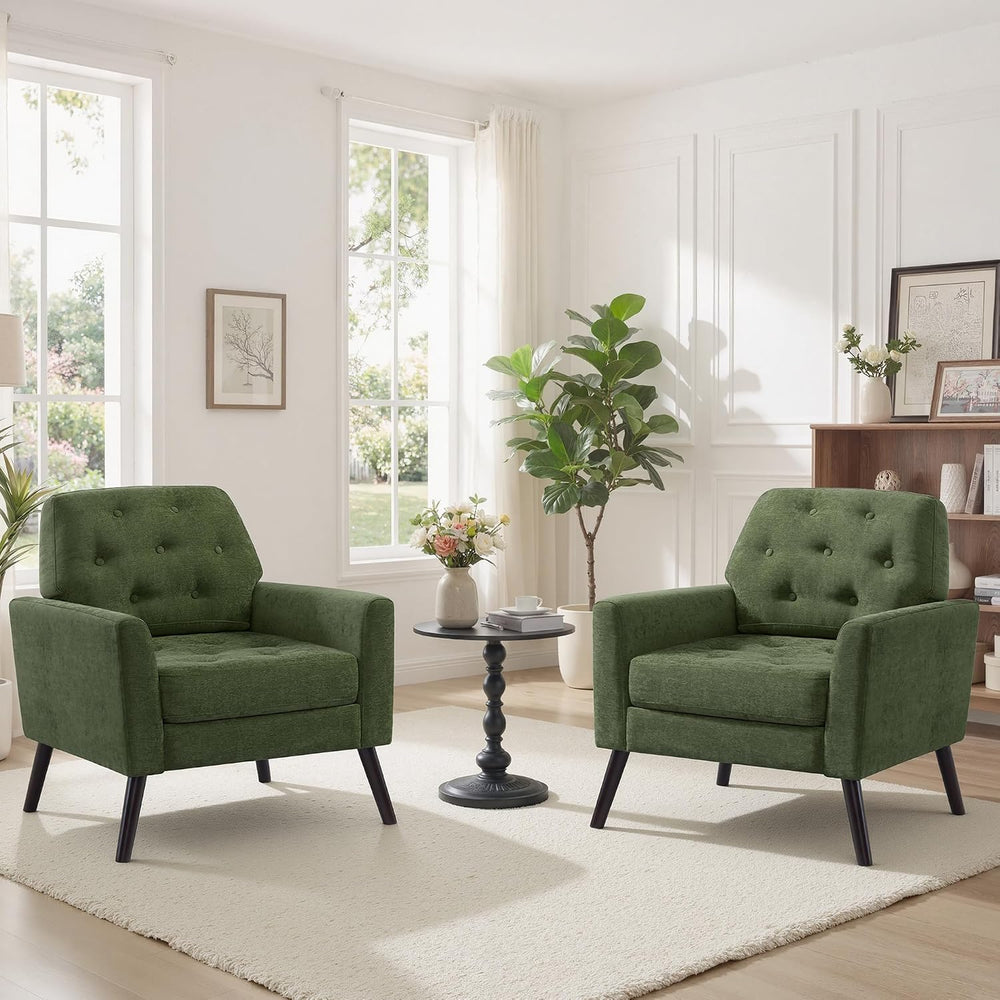 Accent Chair Set of 2, Mid Century Modern Living Room Chairs Reading Chair Up...