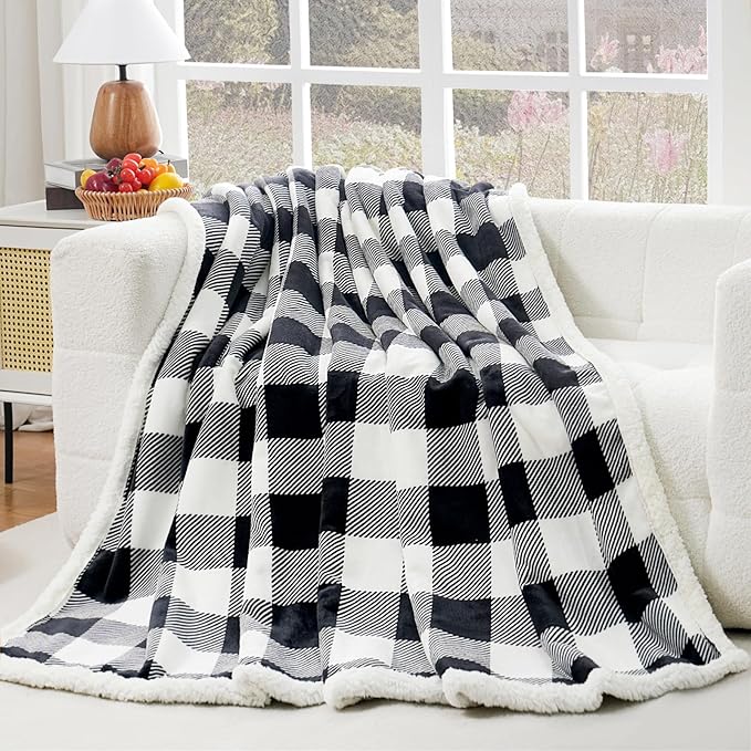 PU MEI Sherpa Fleece Throw Blanket 60" x 80" Reversible Plush Fluffy Large Big by HOME