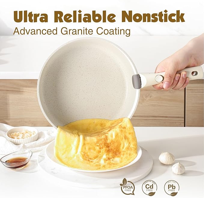 SENSARTE 24 Piece Pots and Pans Set, Nonstick Detachable Handle Cookware