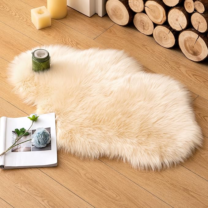 MIULEE Luxury Super Soft Fluffy Area Rug Faux Fur Cloud Shape Rug Decorative - Image 5
