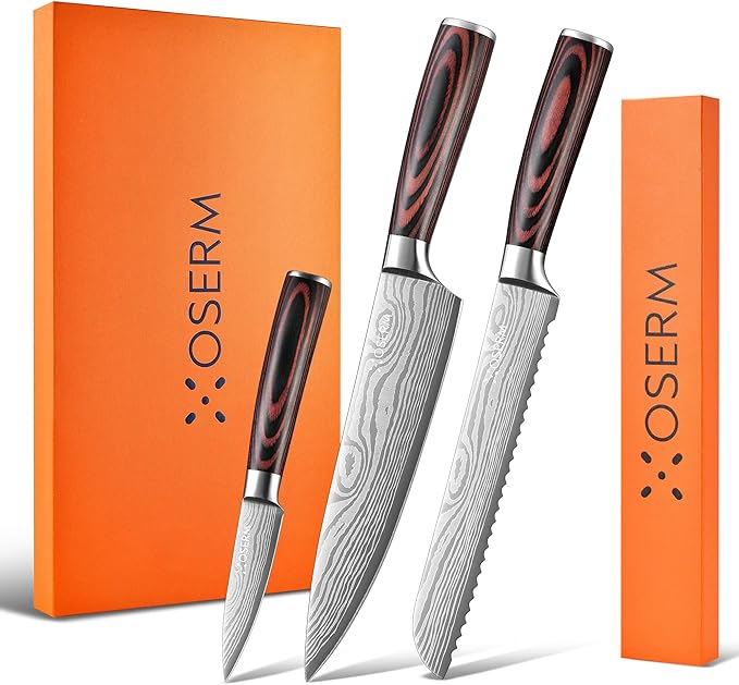 Kitchen Knife Set, Razor Sharp High Carbon Steel Knives Set, Gift Ready Knife