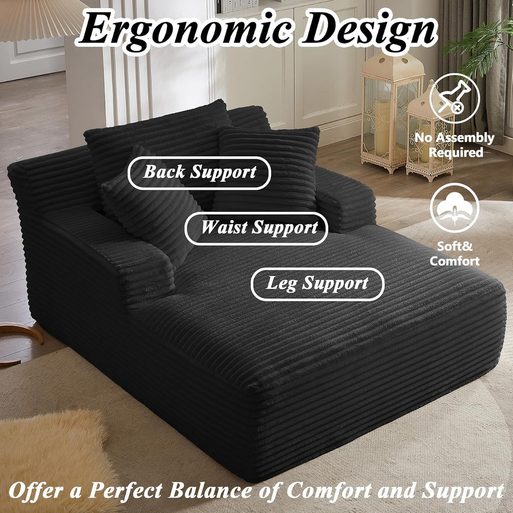 67 Inch Boneless Couch, Oversized Chaise Lounge Sofa, Corduroy Chaise Lounge ...