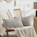 Fancy Homi 2 Packs Neutral Grey Lumbar Decorative Throw Pillow Covers 12x20 Inch by Fancy+Homi