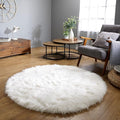 Latepis White Round Rugs 6ft Faux Fur Sheepskin Circle Rug by Latepis