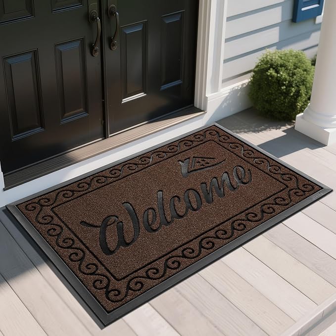 Yimobra Welcome Mat Outdoor Indoor, Waterproof Heavy Duty Front Door Mat by Yimobra