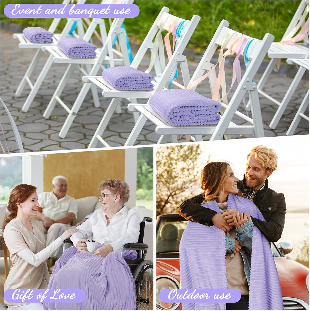 Buryeah 6 Pcs Flannel Throw Blankets Bulk Outdoor Wedding, Light Purple