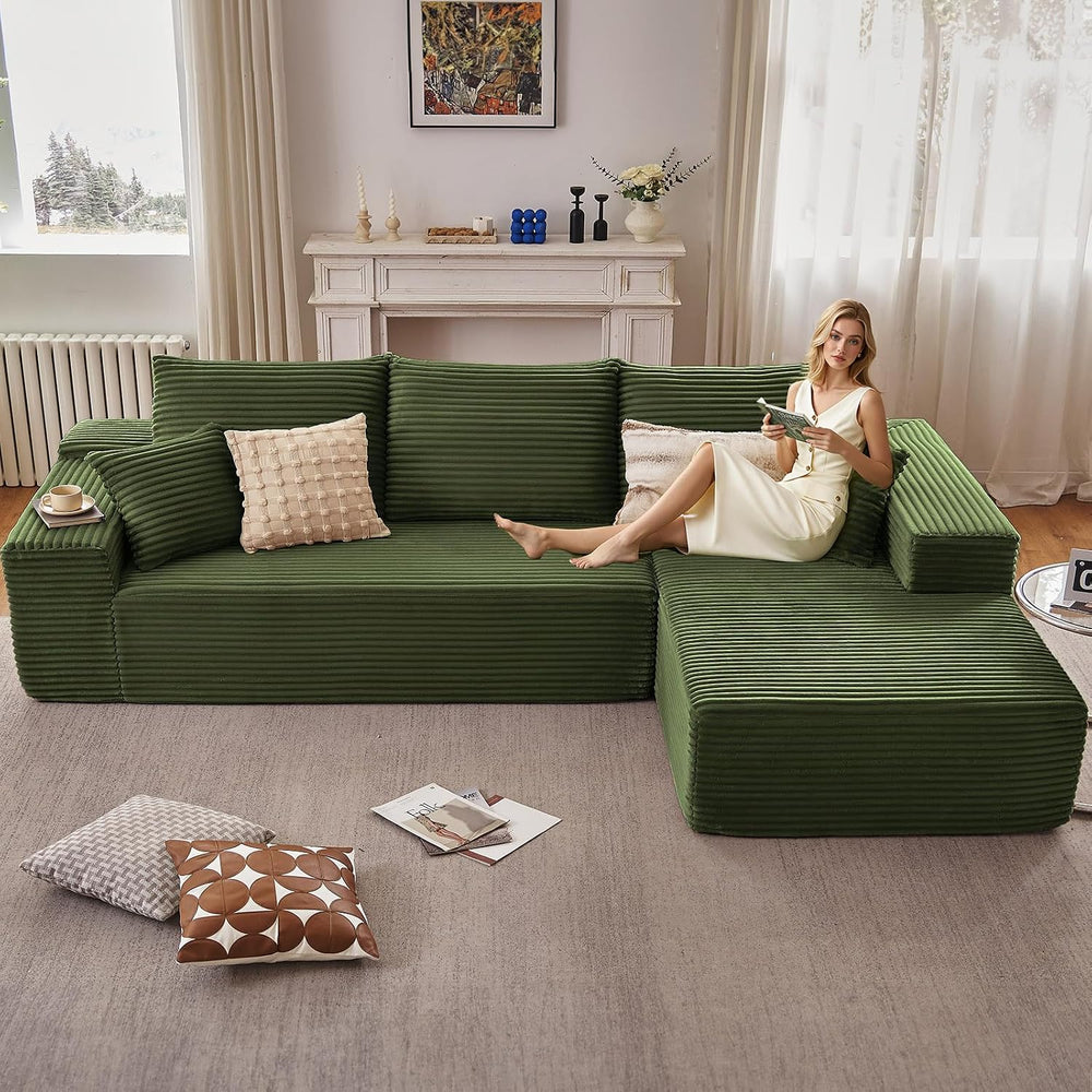 107" Cloud Sectional Couch with L-Shape Chaise, Modern Modular Comfy Sof...