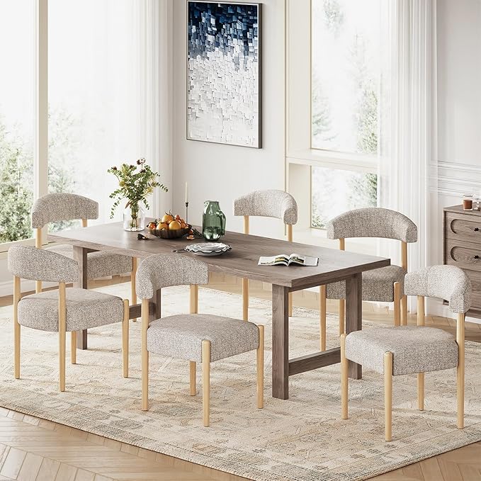 VKNOW Wooden Dining Chairs Set of 4, Modern Upholstered Dining Room Chairs wi...