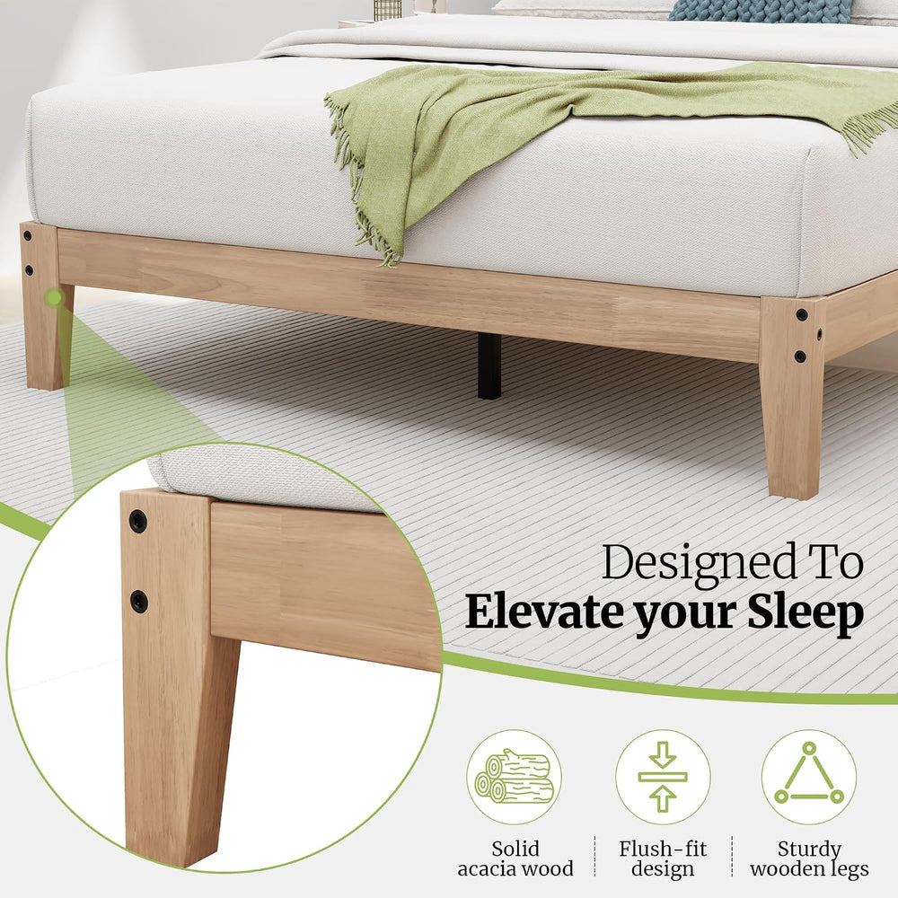 12 Inch Full Solid Wood Platform Bed Frame with Wooden Slats, No Box Spring