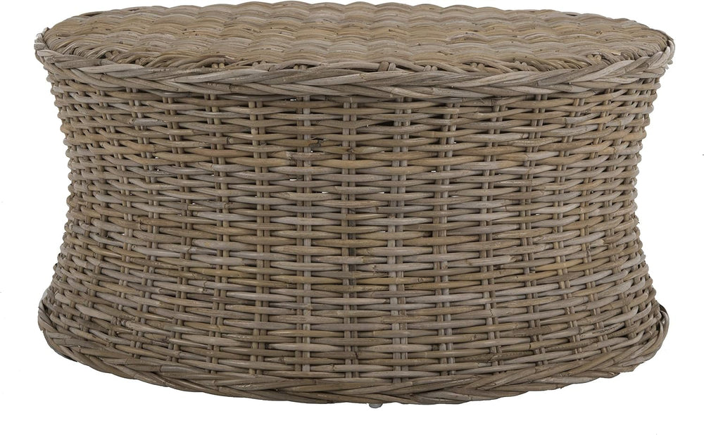 SAFAVIEH Home Collection Ruxton Natural Rattan Round Coffee Table Ottoman