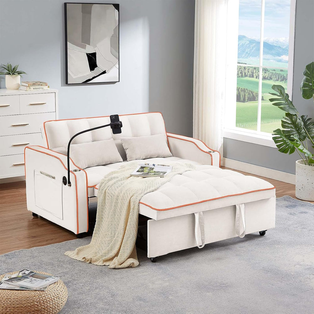 Antetek Sleeper Sofa Couch Bed with USB & Type C Port, Modern 3-in-1 Conv...