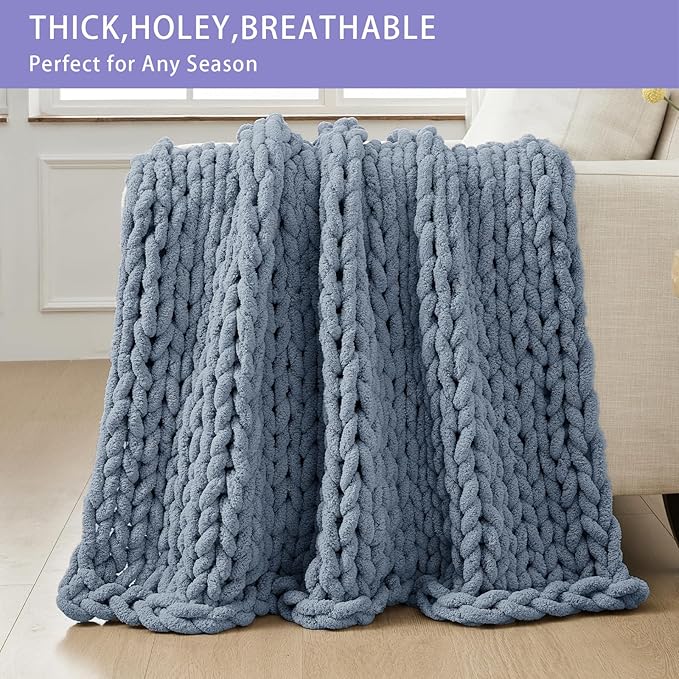 Bigacogo Chunky Knit Throw Blanket - Image 4