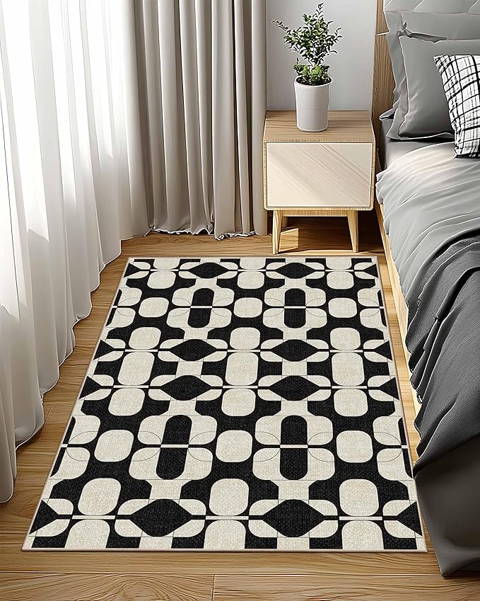 Latte&Fog 3x5 Entryway Rug, Vintage Washable Area Rug, Boho Non Slip Low Pile - Image 2