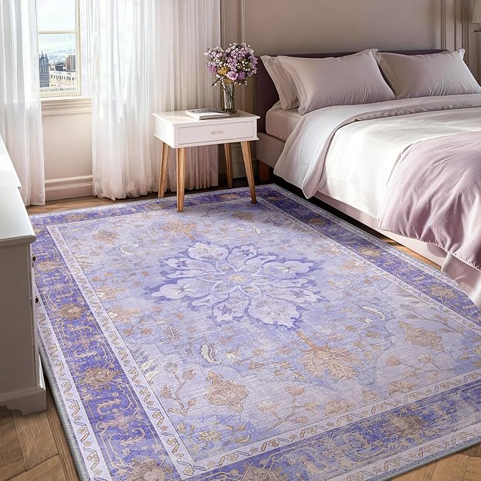 RELEANY Area Rugs 5'x7' Washable Non-Slip, Floral Vintage Distress Print - Image 4