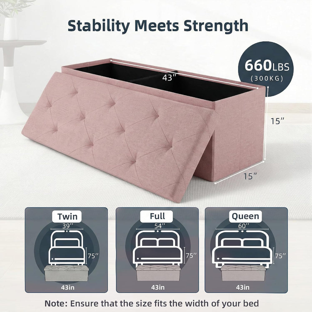 Foldable Storage Ottoman Bench, Storage Chest, End of Bed Foot Rest Stool wit...