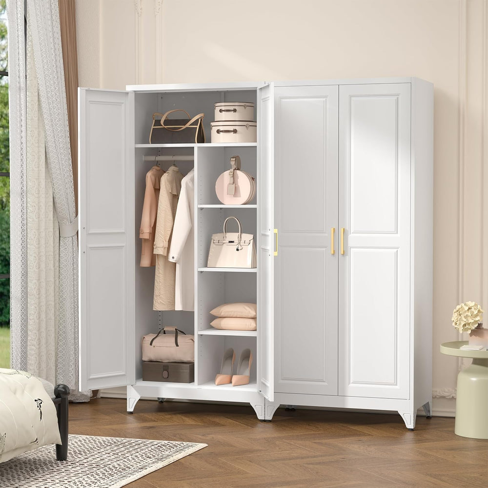 Polup Metal Armoire Wardrobe Closet, 71" Tall Wardrobe Cabinet with 2 Doors