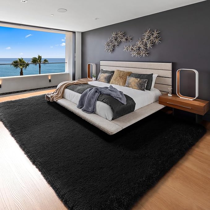 ONASAR Black 8x10 Area Rugs for Living Room, Large Fluffy Shag Bedroom Rug - Image 5