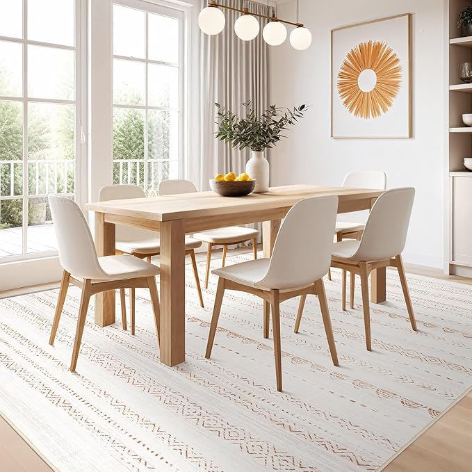 Nakagishi 10x14 Area Rugs Living Room: Washable Boho Large Neutral Modern Soft - Image 7
