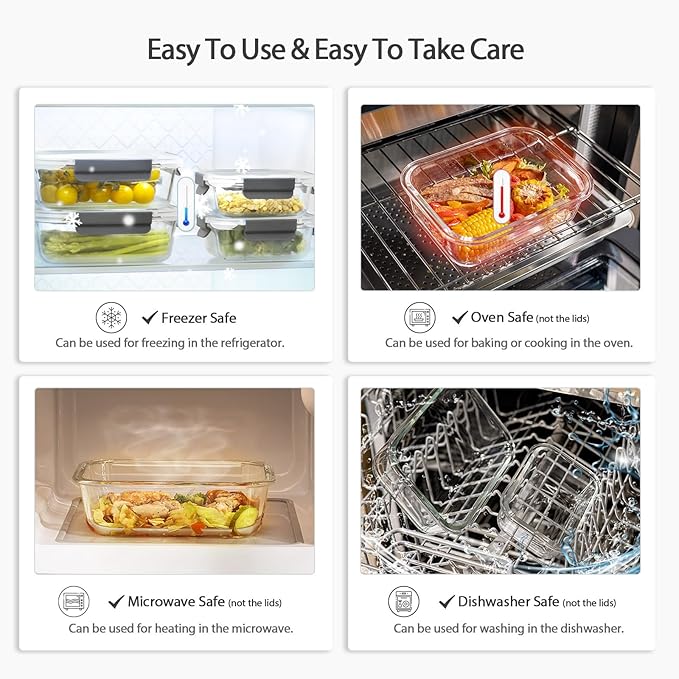 AILTEC 10 Pack Glass Meal Prep Containers, Glass Food Storage Containers - Image 7