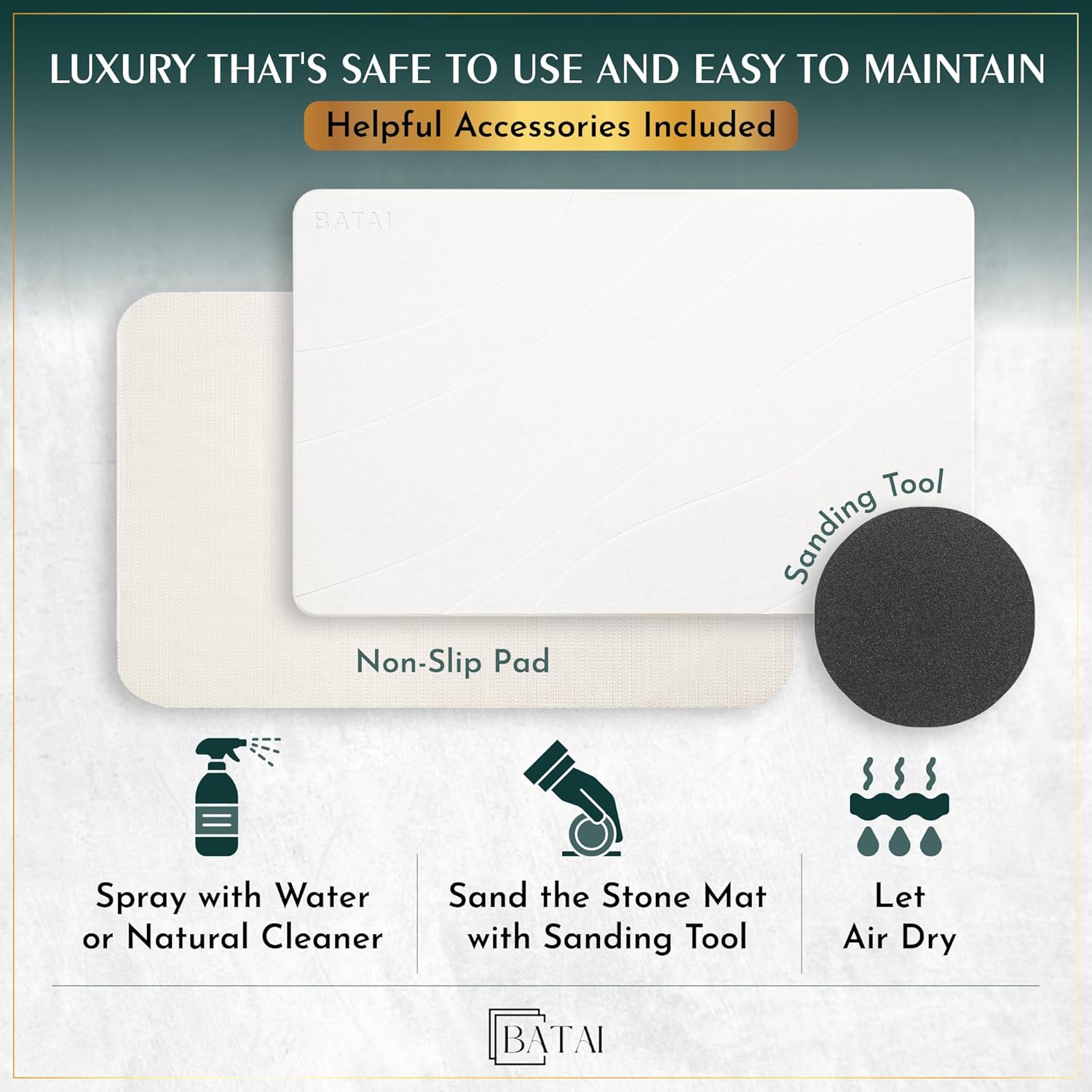 Extra Large Diatomaceous Earth Stone Bath Mat (31.5” x 19.7”) White XL | Fast Absorbent Shower Stone Bath Mat For Bathroom - Quick Dry, Easy Clean and Non-Slip Mat - Instant Drying Diatomite Bathmat