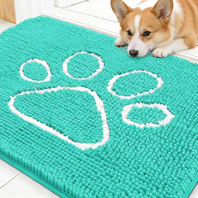OLANLY Dog Door Mat for Muddy Paws 30x20, Paw Print Design, Absorbs Moisture by OLANLY