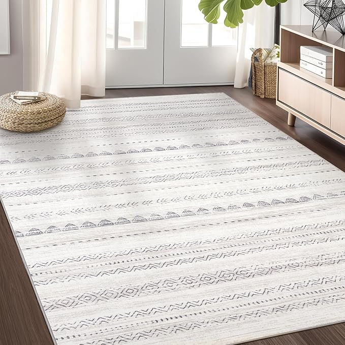 Nakagishi Area Rug Living Room Rugs: 4x6 Soft Machine Washable Boho Neutral by NakagishiAreaRug