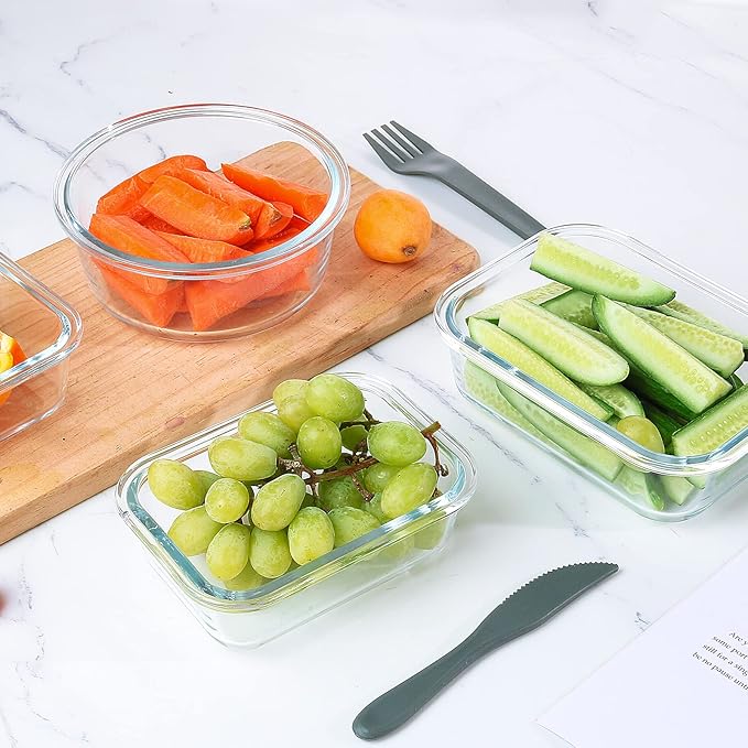 KOMUEE 24 Pieces Glass Food Storage Containers Set, Glass Meal Prep Containers - Image 6