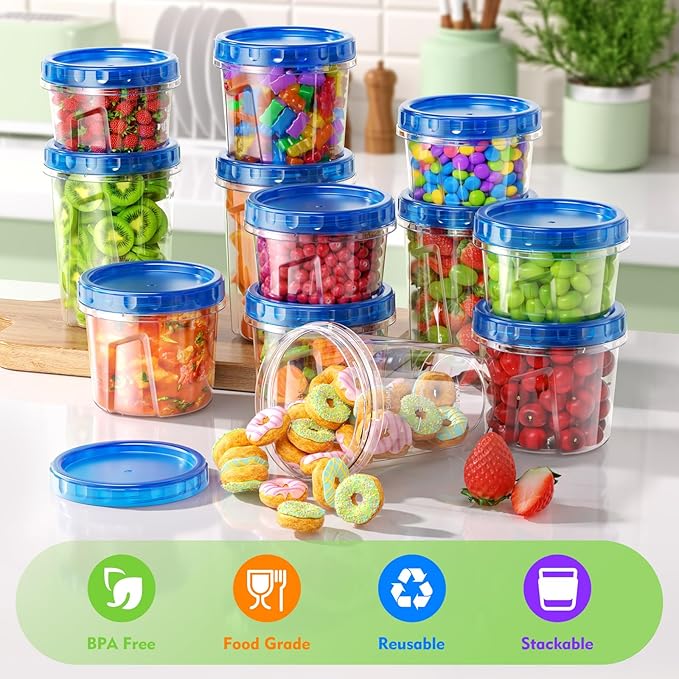 BiuLeon 12 Pack- 34/24/17oz Freezer Storage Containers, Plastic Food Storage - Image 6