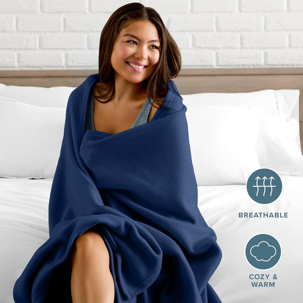 Bare Home Polar Fleece Blanket (Twin/Twin XL, Dark Blue)