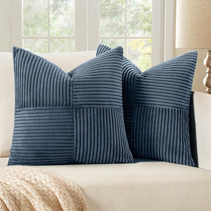MIULEE Blue Decorative Euro Sham Pillow Covers 24x24 Inch by MIULEE
