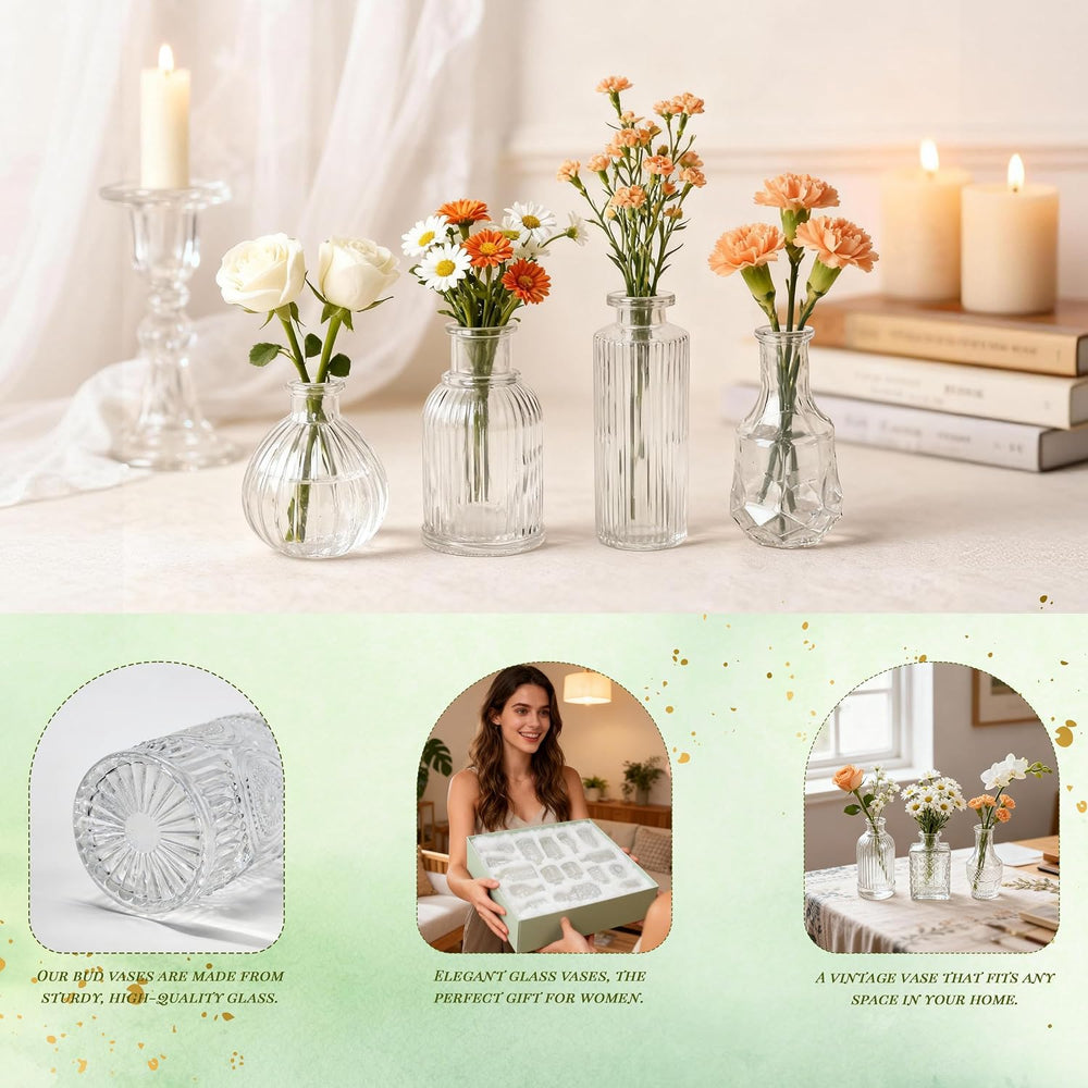 Der Rose 32pcs Clear Bud Vases in Bulk Glass vases for Centerpieces Decor