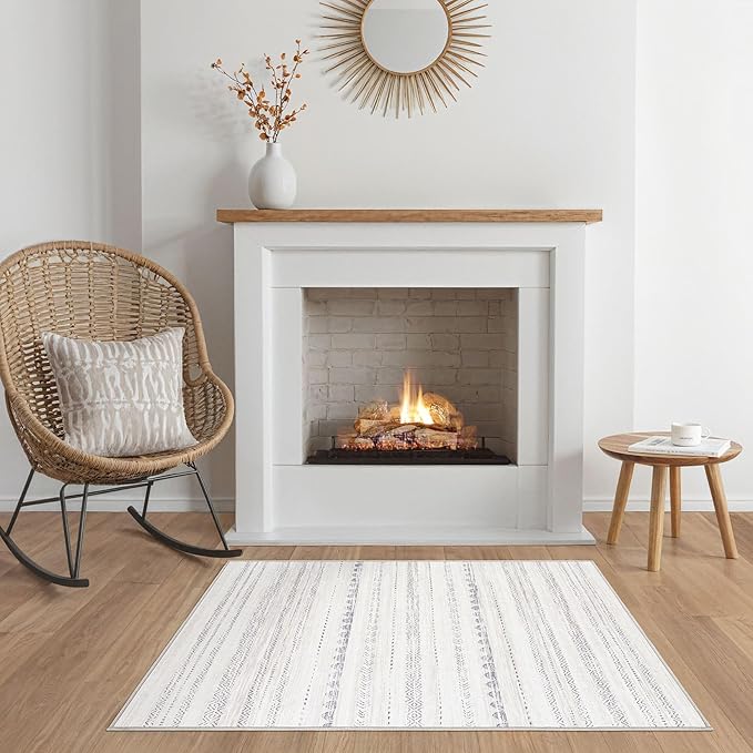 Nakagishi 2X4 Rug Washable Area Rug: Small Soft Boho Farmhouse Neutral Moroccan - Image 7