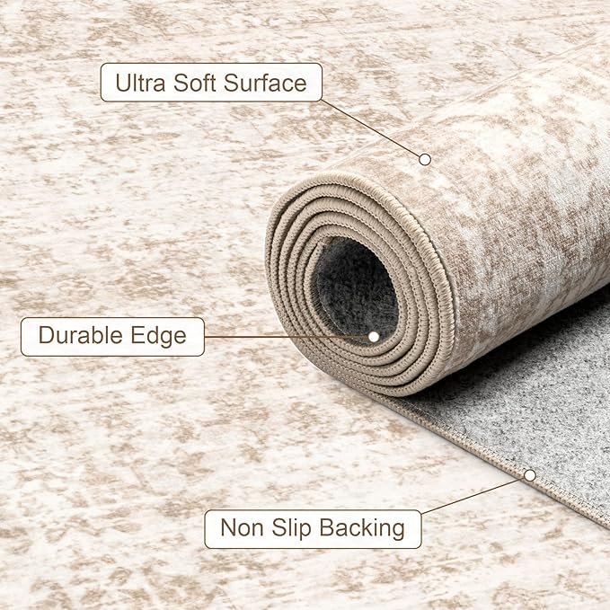 Area Rugs 9x12 Living Room Rug: Washable Rug Soft Vintage Boho Carpet Indoor - Image 7
