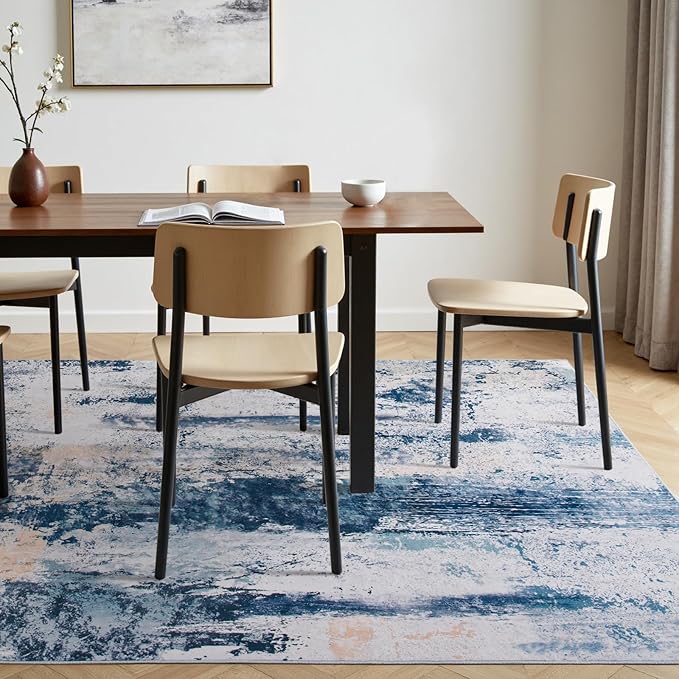 Toneed Abstract Area Rug Modern Washable Rug Soft Non Slip Rug Low Pile - Image 3