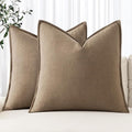 MIULEE Decorative Linen Euro Sham Pillow Covers 24x24 Khaki Boho Farmhouse by MIULEE
