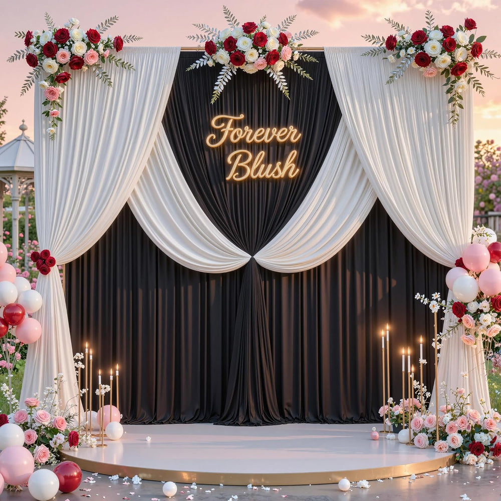 20 ft x 10 ft Wrinkle Free Black Backdrop Curtain for Parties, 4 Panels 10ft ...