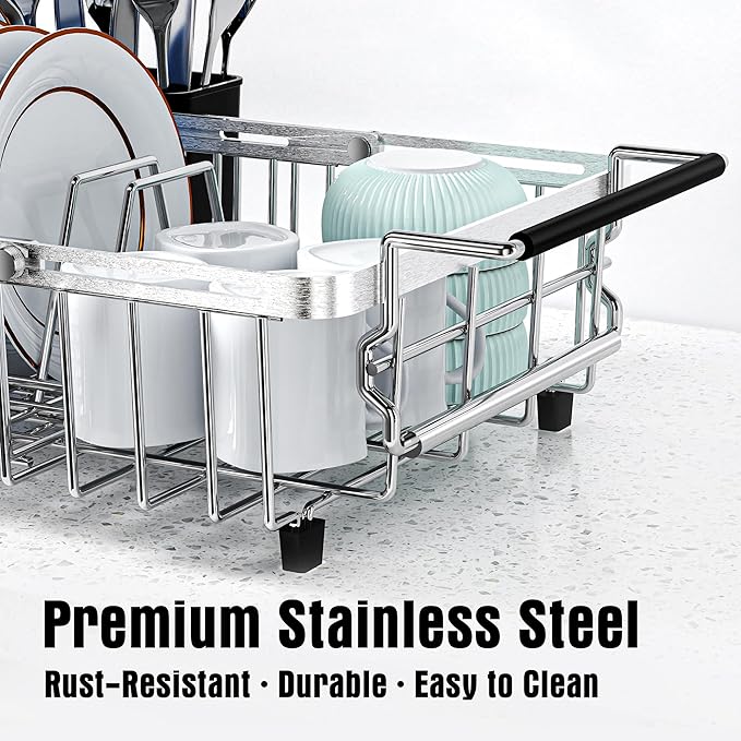 Expandable Dish Drying Rack in Sink, Stainless Steel Over The Sink Dish Drainer - Image 6