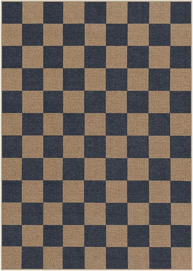 Lahome Colette Checkered Easy Jute Living Room Rugs, 5x7 Dining Room Office Rug - Image 7