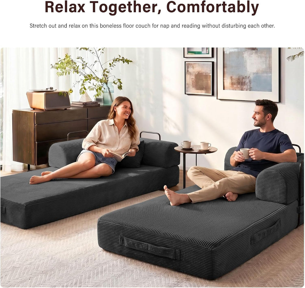 79" Convertible Sofa Bed, Boneless Sleeper Futon Couch for Living Room
