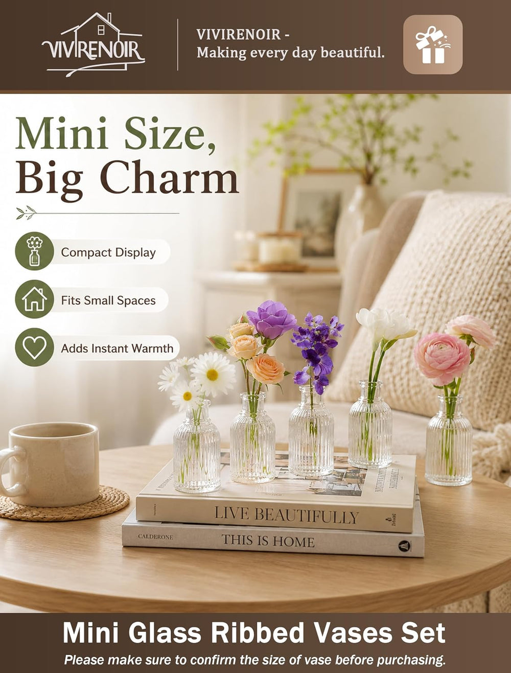 Glass Bud Vases Set of 24 Small Flower Vase in Bulk Mini Ribbed Clear VaseS