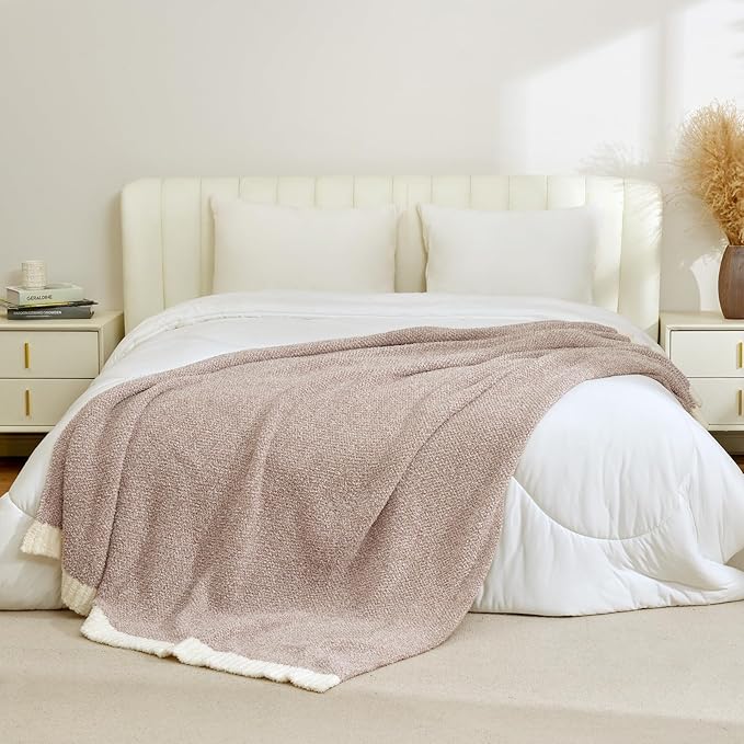 Snuggle Sac Taupe Blankets Twin Size, Reversible Super Soft Bed Blanket Warm - Image 3