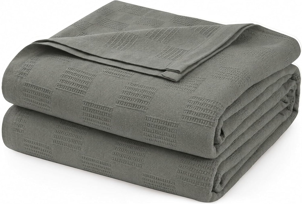 100% Cotton Blanket King Size Thermal Blanket (108"x90") - Lightwei...